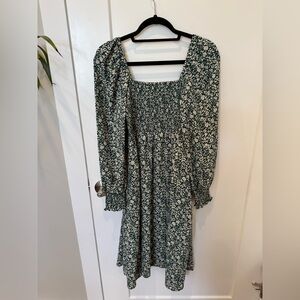Floral Green and White Women's Dress